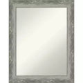 23" x 29" Non-Beveled Waveline Silver Narrow Bathroom Wall Mirror - Amanti Art: Modern Rectangle, Polystyrene Frame, Wall Mounted