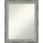 23" x 29" Non-Beveled Waveline Silver Narrow Bathroom Wall Mirror - Amanti Art: Modern Rectangle, Polystyrene Frame, Wall Mounted