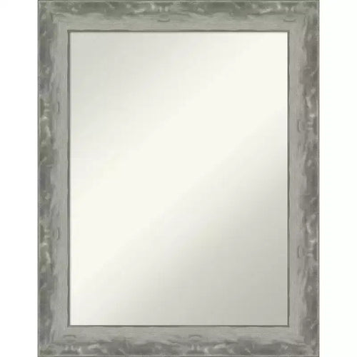 23" x 29" Non-Beveled Waveline Silver Narrow Bathroom Wall Mirror - Amanti Art: Modern Rectangle, Polystyrene Frame, Wall Mounted