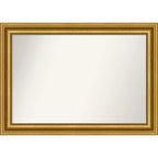 42"x30" Non-Beveled Parlor Gold Wall Mirror - Amanti Art: Modern Rectangle, Polystyrene Frame