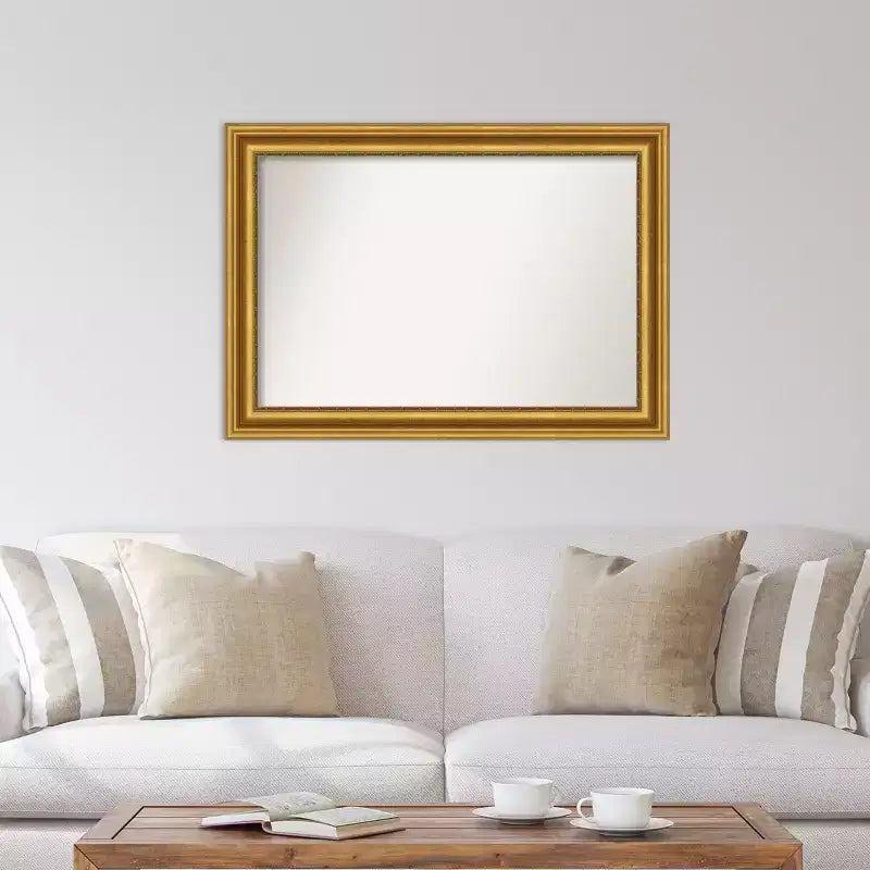 Miroir mural doré de salon non biseauté 42"x30" - Amanti Art : Rectangle moderne, cadre en polystyrène