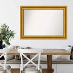 Miroir mural doré de salon non biseauté 42"x30" - Amanti Art : Rectangle moderne, cadre en polystyrène