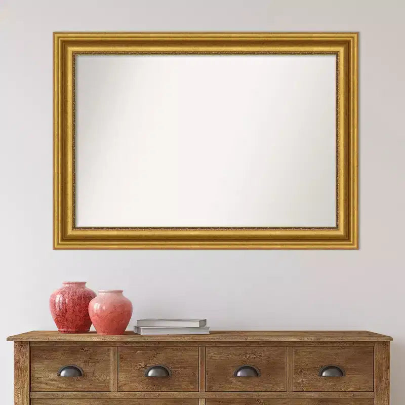 Miroir mural doré de salon non biseauté 42"x30" - Amanti Art : Rectangle moderne, cadre en polystyrène