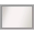 43" x 32" Non-Beveled Peak Polished Nickel Narrow Bathroom Wall Mirror - Amanti Art: Rectangle, Modern Style, Wall Mounted