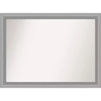 43" x 32" Non-Beveled Peak Polished Nickel Narrow Bathroom Wall Mirror - Amanti Art: Rectangle, Modern Style, Wall Mounted