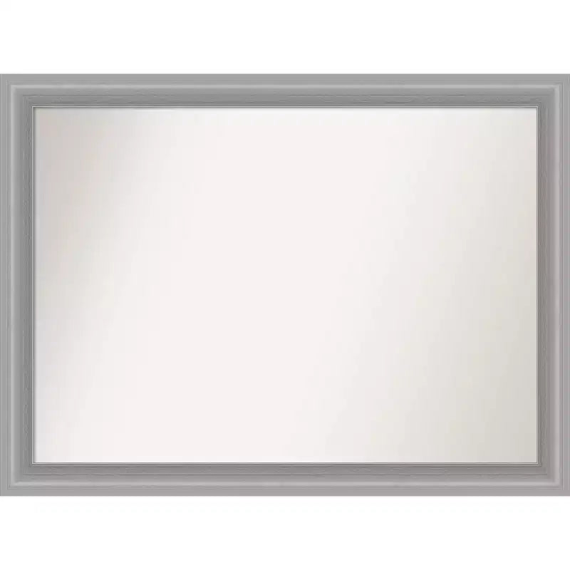 43" x 32" Non-Beveled Peak Polished Nickel Narrow Bathroom Wall Mirror - Amanti Art: Rectangle, Modern Style, Wall Mounted