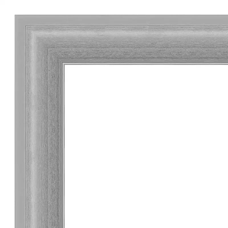Miroir mural étroit de salle de bain en nickel poli, à pic non biseauté, 43" x 32" - Amanti Art : Rectangle, Style moderne, Mural