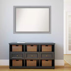 Miroir mural étroit de salle de bain en nickel poli, à pic non biseauté, 43" x 32" - Amanti Art : Rectangle, Style moderne, Mural