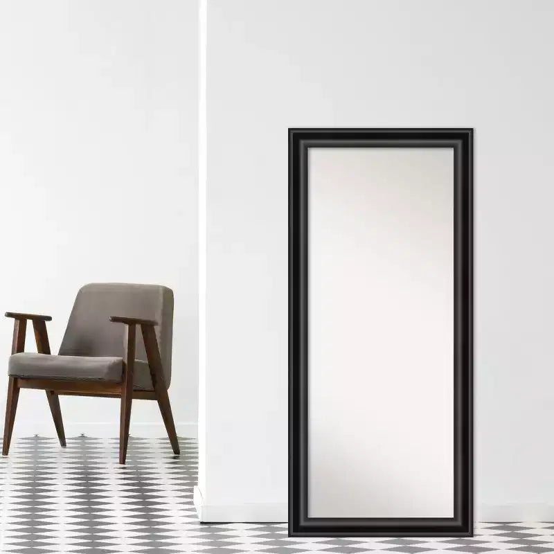 Miroir de sol Grand Black 76 x 168 cm (30" x 66") de Amanti Art – Sans biseau