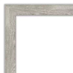 Miroir Mural de Salle de Bain Étroit Colombe non Biseauté 40x28" Gris Lavé - Amanti Art: Cadre en polystyrène, Fixation murale