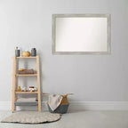 Miroir Mural de Salle de Bain Étroit Colombe non Biseauté 40x28" Gris Lavé - Amanti Art: Cadre en polystyrène, Fixation murale