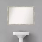 Miroir Mural de Salle de Bain Étroit Colombe non Biseauté 40x28" Gris Lavé - Amanti Art: Cadre en polystyrène, Fixation murale