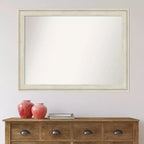 Miroir mural de salle de bain 43" x 32" Regal Birch crème sans biseau - Amanti Art : Rectangulaire, cadre en polystyrène, fixation murale