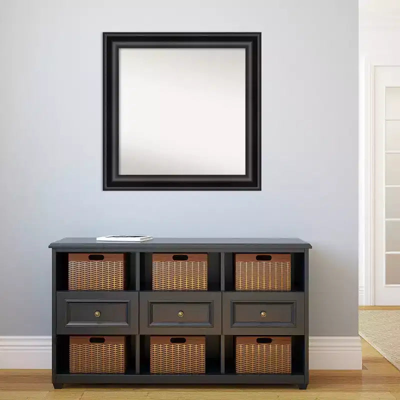 Miroir mural de salle de bain noir sans biseau 32" x 32" - Amanti Art