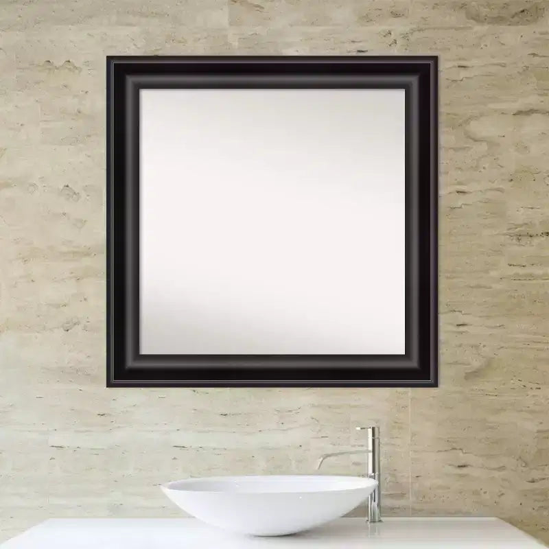 Miroir mural de salle de bain noir sans biseau 32" x 32" - Amanti Art