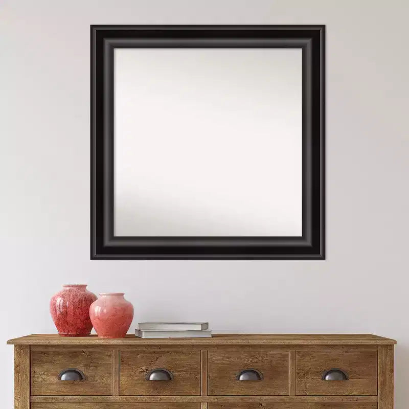 Miroir mural de salle de bain noir sans biseau 32" x 32" - Amanti Art
