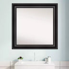 Miroir mural de salle de bain noir sans biseau 32" x 32" - Amanti Art
