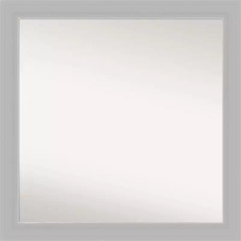 30" x 30" Non-Beveled Brushed Sterling Silver Wood Wall Mirror - Amanti Art: Modern Square, No Assembly Required