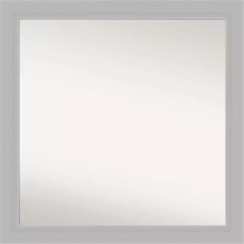30" x 30" Non-Beveled Brushed Sterling Silver Wood Wall Mirror - Amanti Art: Modern Square, No Assembly Required