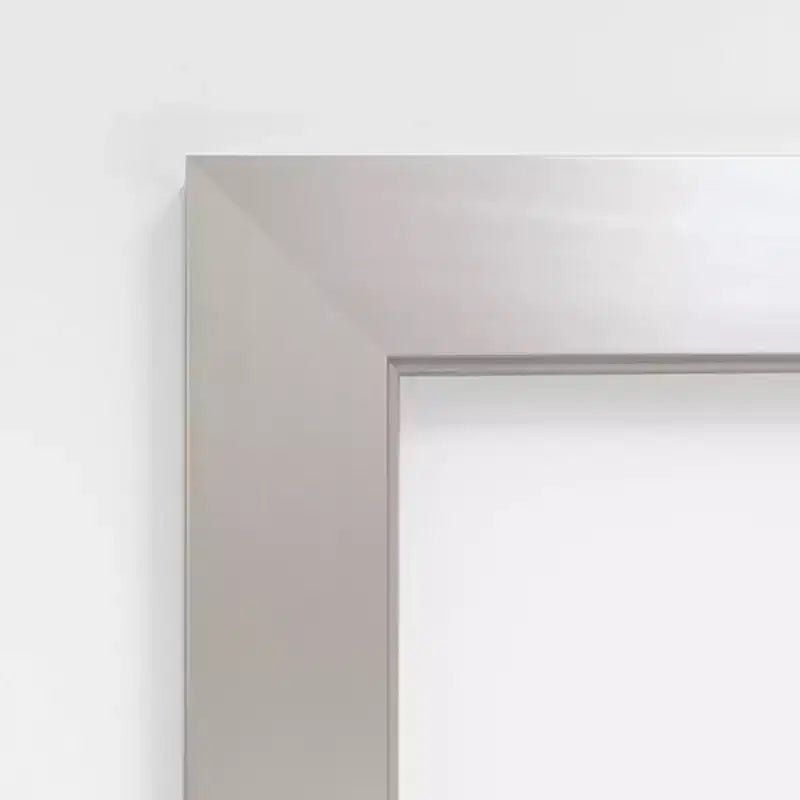 Miroir mural en bois sans biseau en argent sterling brossé 30" x 30" - Amanti Art : Carré moderne, aucun assemblage requis