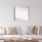 Miroir mural en bois sans biseau en argent sterling brossé 30" x 30" - Amanti Art : Carré moderne, aucun assemblage requis