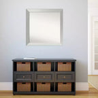 Miroir mural en bois sans biseau en argent sterling brossé 30" x 30" - Amanti Art : Carré moderne, aucun assemblage requis