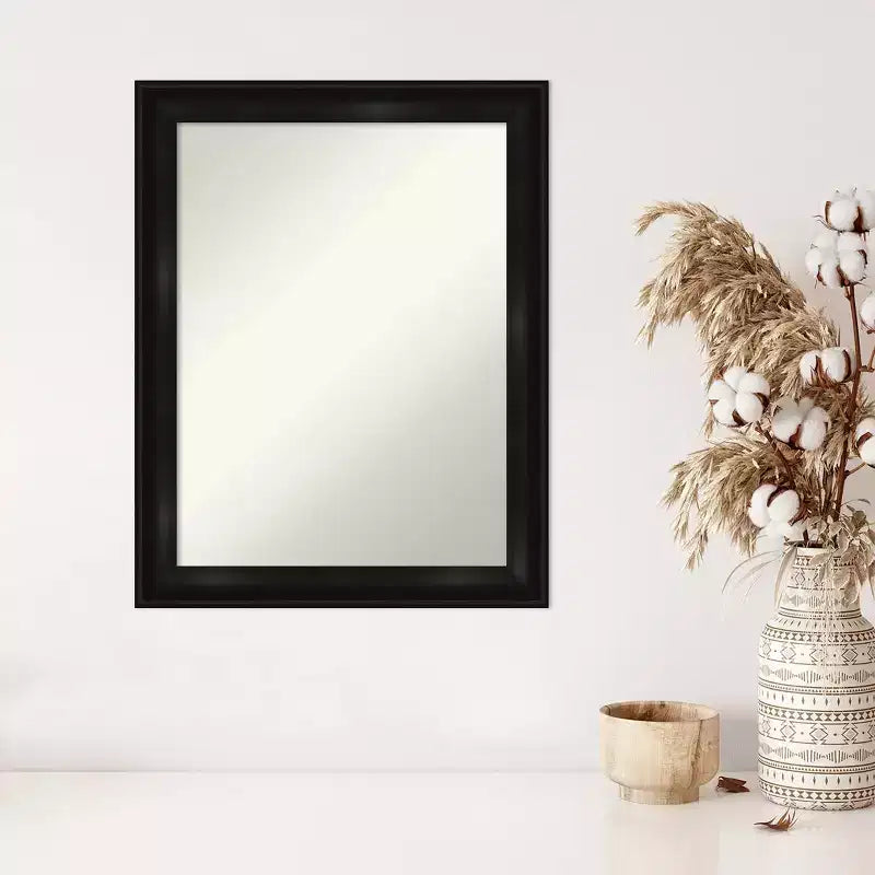 Miroir mural grand format noir étroit sans biseau 22" x 28" - Amanti Art : Rectangle moderne, cadre en polystyrène, à fixer au mur