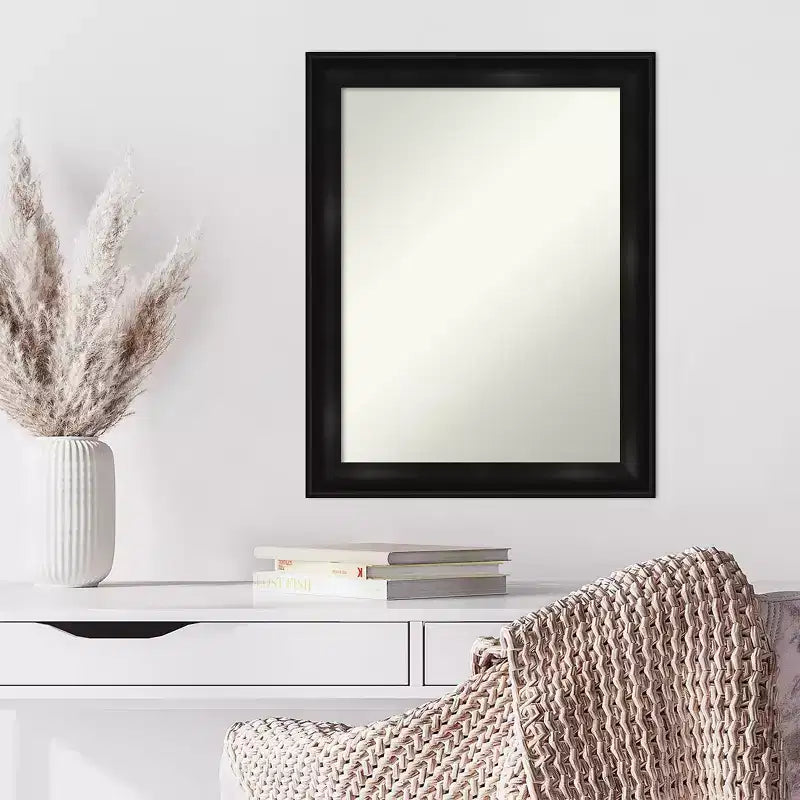 Miroir mural grand format noir étroit sans biseau 22" x 28" - Amanti Art : Rectangle moderne, cadre en polystyrène, à fixer au mur