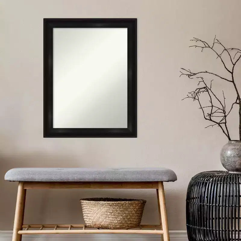 Miroir mural grand format noir étroit sans biseau 22" x 28" - Amanti Art : Rectangle moderne, cadre en polystyrène, à fixer au mur