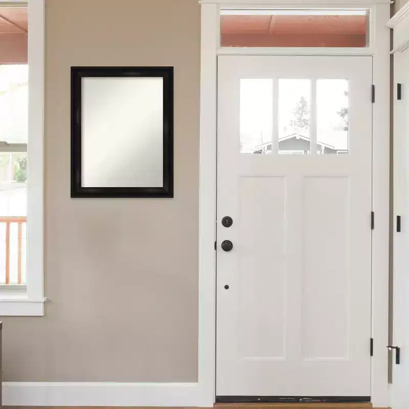 Miroir mural grand format noir étroit sans biseau 22" x 28" - Amanti Art : Rectangle moderne, cadre en polystyrène, à fixer au mur