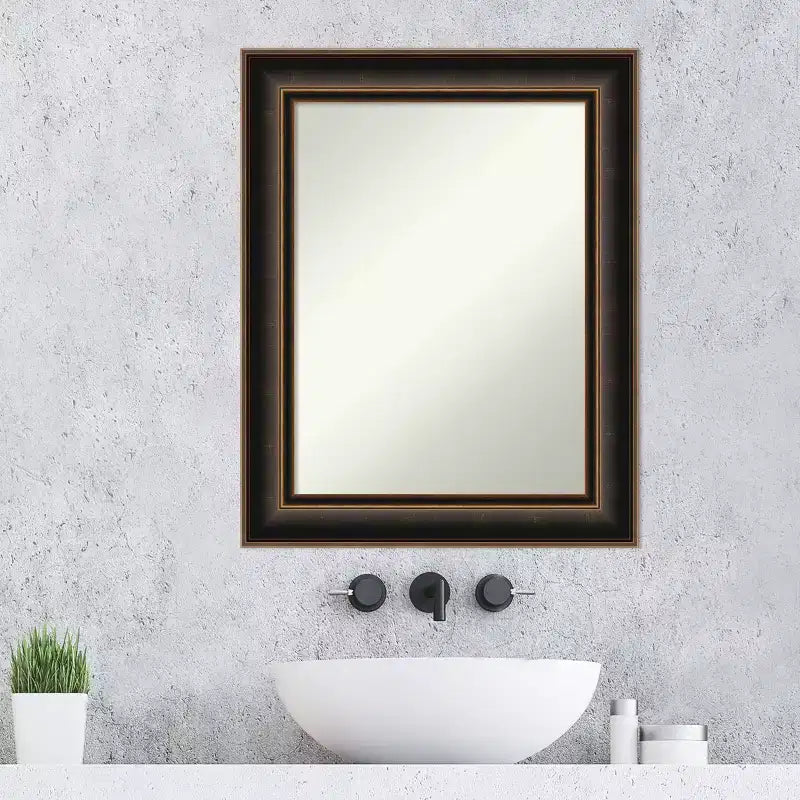 Miroir mural Villa de 24 x 30 po, cadre bronze huilé, aucun assemblage requis - Amanti Art