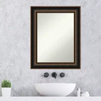 Miroir mural Villa de 24 x 30 po, cadre bronze huilé, aucun assemblage requis - Amanti Art