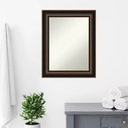 Miroir mural Villa de 24 x 30 po, cadre bronze huilé, aucun assemblage requis - Amanti Art