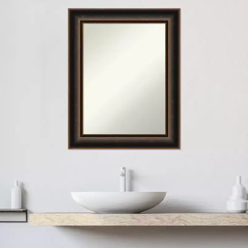 Miroir mural Villa de 24 x 30 po, cadre bronze huilé, aucun assemblage requis - Amanti Art