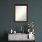 Miroir mural Villa de 24 x 30 po, cadre bronze huilé, aucun assemblage requis - Amanti Art
