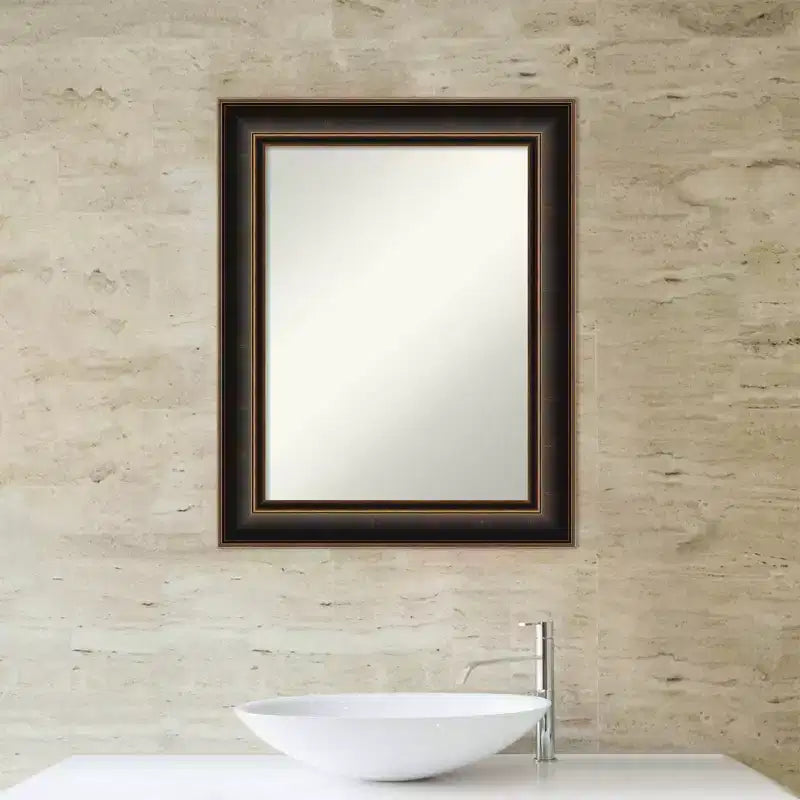 Miroir mural Villa de 24 x 30 po, cadre bronze huilé, aucun assemblage requis - Amanti Art