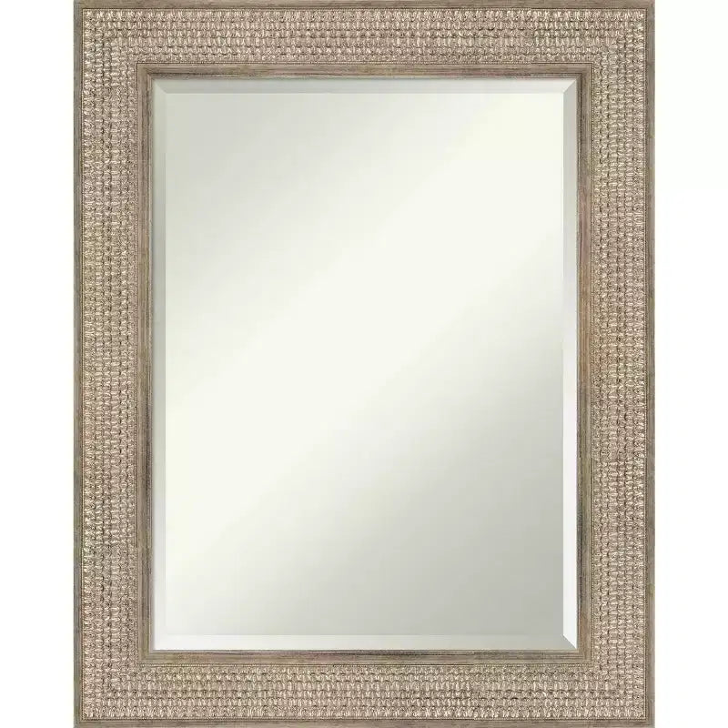 24" x 30" Beveled Trellis Silver Wood Wall Mirror - Amanti Art: Modern Rectangular, No Assembly Required