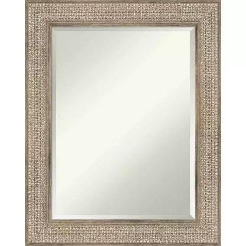 24" x 30" Beveled Trellis Silver Wood Wall Mirror - Amanti Art: Modern Rectangular, No Assembly Required