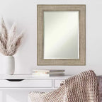 Miroir mural biseauté 24 po x 30 po en bois argenté Amanti Art : rectangulaire moderne, aucun assemblage requis