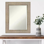 Miroir mural biseauté 24 po x 30 po en bois argenté Amanti Art : rectangulaire moderne, aucun assemblage requis