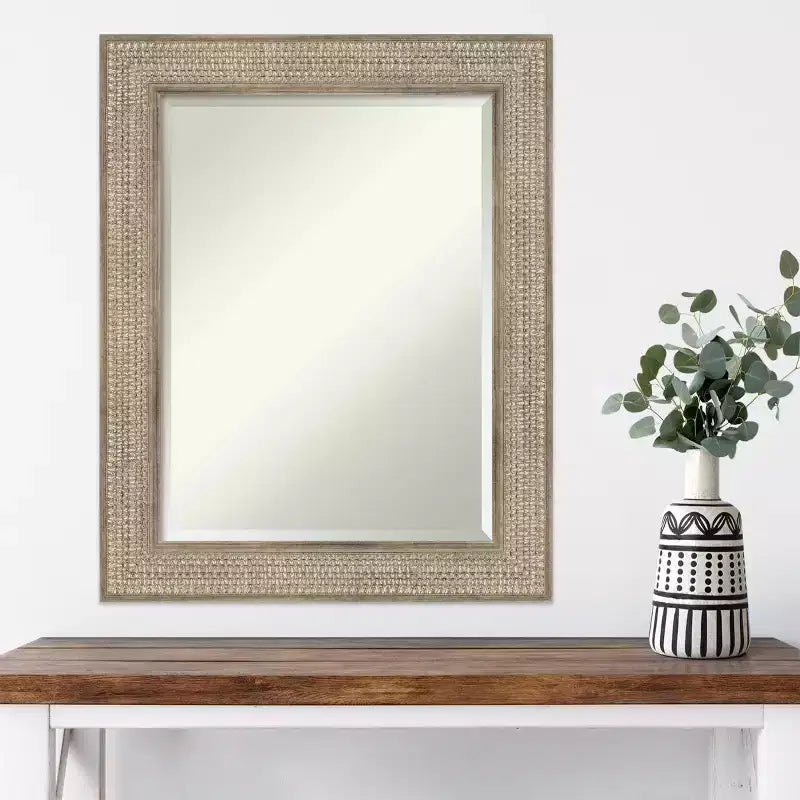 Miroir mural biseauté 24 po x 30 po en bois argenté Amanti Art : rectangulaire moderne, aucun assemblage requis