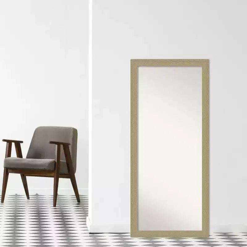Miroir de sol non biseauté Amanti Art de 71 cm x 162,5 cm, mosaïque dorée – Grand, design élégant, facile à monter