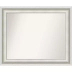 34" x 28" Non-Beveled Parlor White Bathroom Wall Mirror - Amanti Art: Modern Rectangle, Includes Mounting Hardware