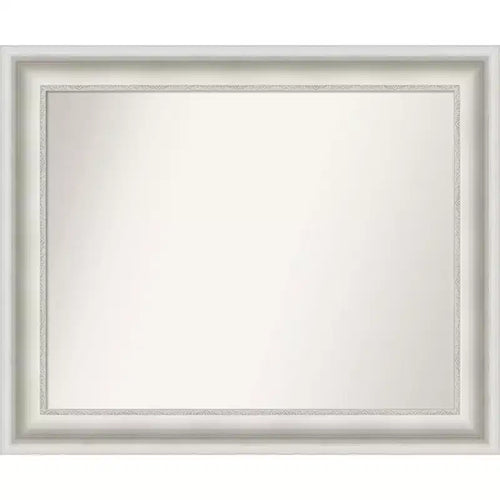 34" x 28" Non-Beveled Parlor White Bathroom Wall Mirror - Amanti Art: Modern Rectangle, Includes Mounting Hardware