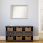 Miroir mural de salle de bain blanc salon non biseauté 34" x 28" - Amanti Art : Rectangle moderne, Quincaillerie de montage incluse