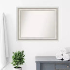 Miroir mural de salle de bain blanc salon non biseauté 34" x 28" - Amanti Art : Rectangle moderne, Quincaillerie de montage incluse