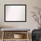 Amanti Art 30" x 24" Miroir Mural de Salle de Bain Étroit Grace Non Biseauté Métal Brossé Noir : Rectangle Moderne, Fixation Murale
