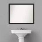 Amanti Art 30" x 24" Miroir Mural de Salle de Bain Étroit Grace Non Biseauté Métal Brossé Noir : Rectangle Moderne, Fixation Murale