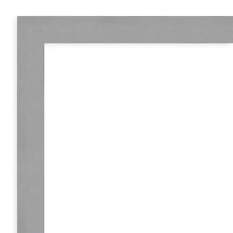 Miroir mural biseauté non biseauté en nickel brossé 42" x 31" - Amanti Art : Rectangulaire moderne, cadre en polystyrène, quincaillerie de montage incluse