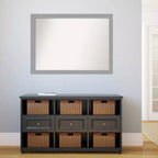 Miroir mural biseauté non biseauté en nickel brossé 42" x 31" - Amanti Art : Rectangulaire moderne, cadre en polystyrène, quincaillerie de montage incluse